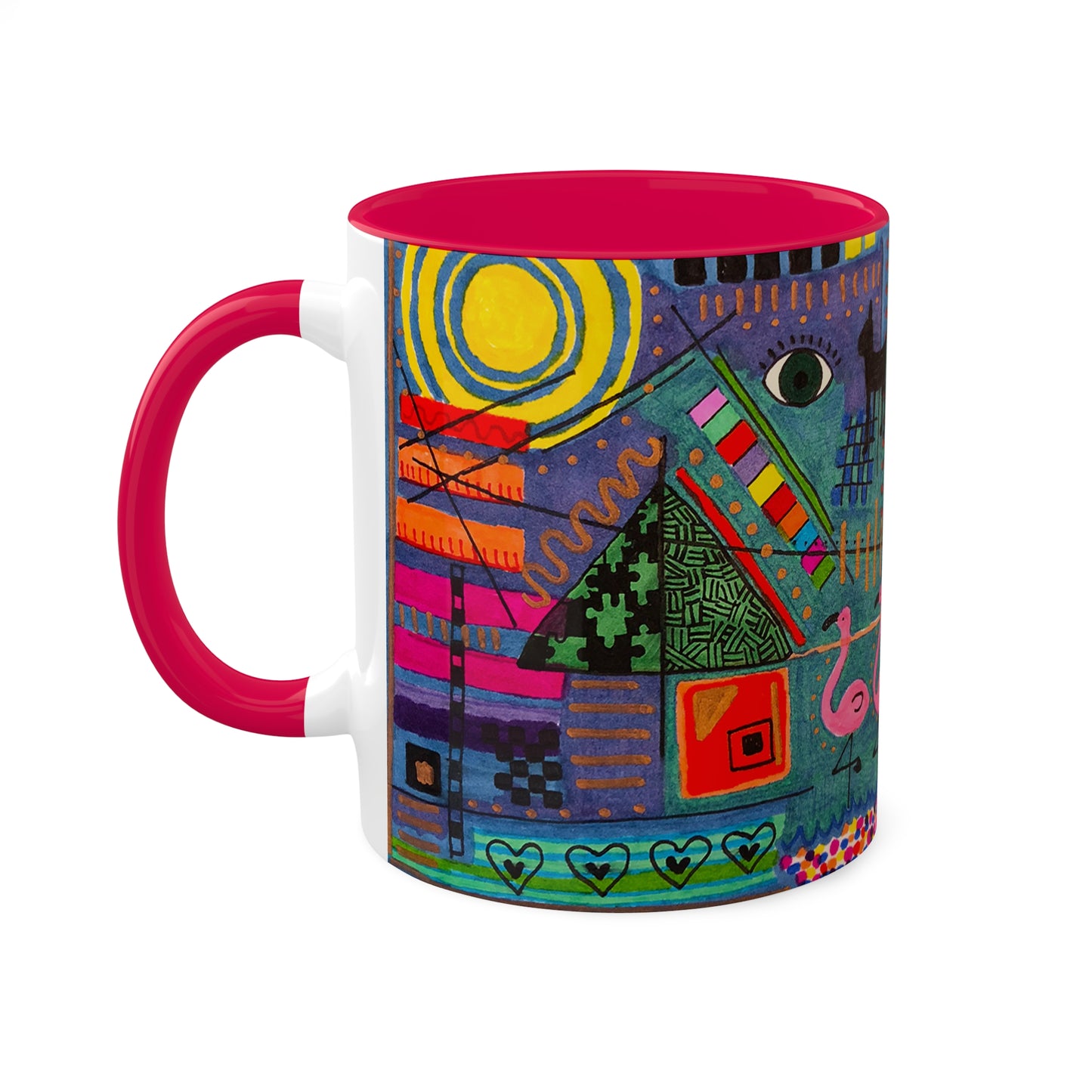 Abstract Drawing l on Colorful Mugs, 11oz