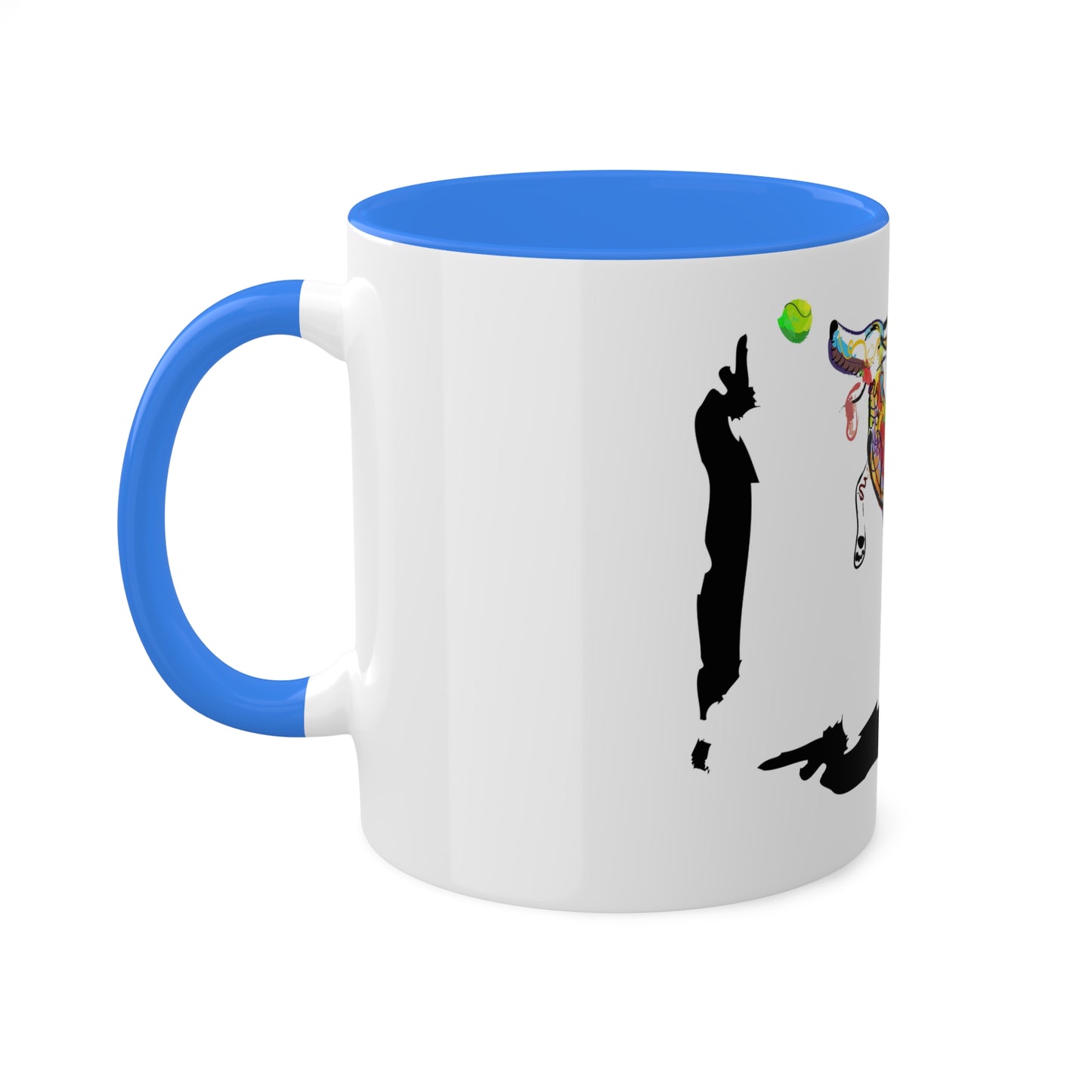 "Dog Playing With A Tennis Ball" on Colorful Mugs, 11oz