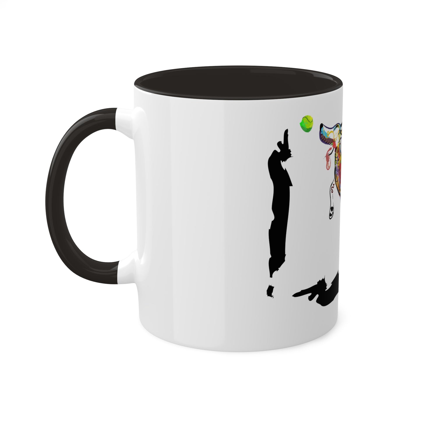 "Dog Playing With A Tennis Ball" on Colorful Mugs, 11oz