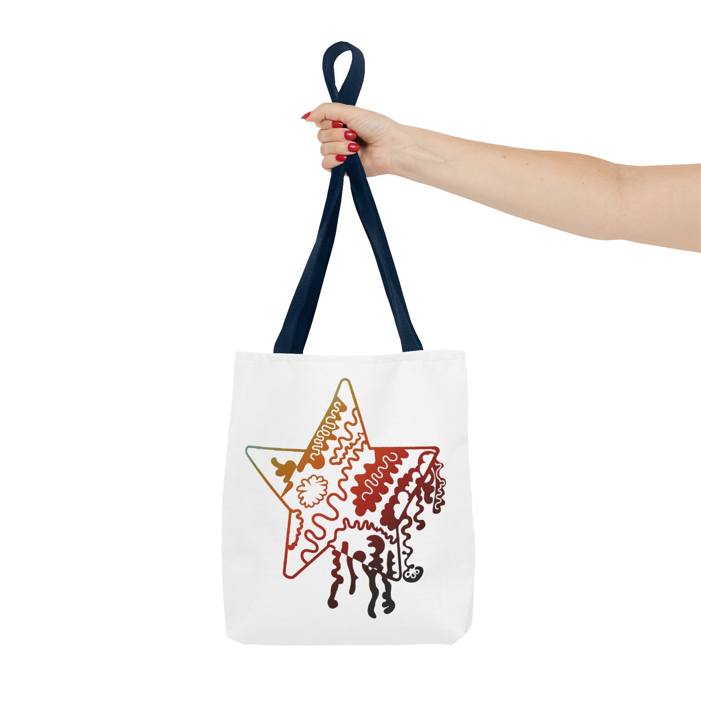 Star Makes Art Signature Logo in Sunset Hues on a Tote Bag