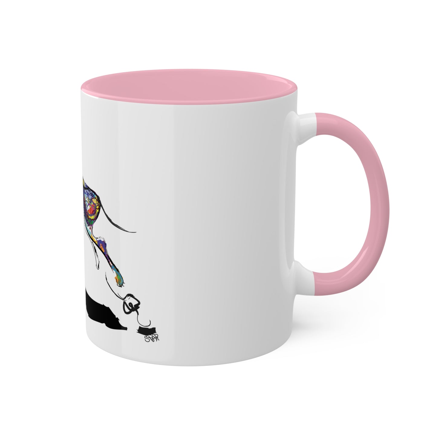 "Dog Playing With A Tennis Ball" on Colorful Mugs, 11oz