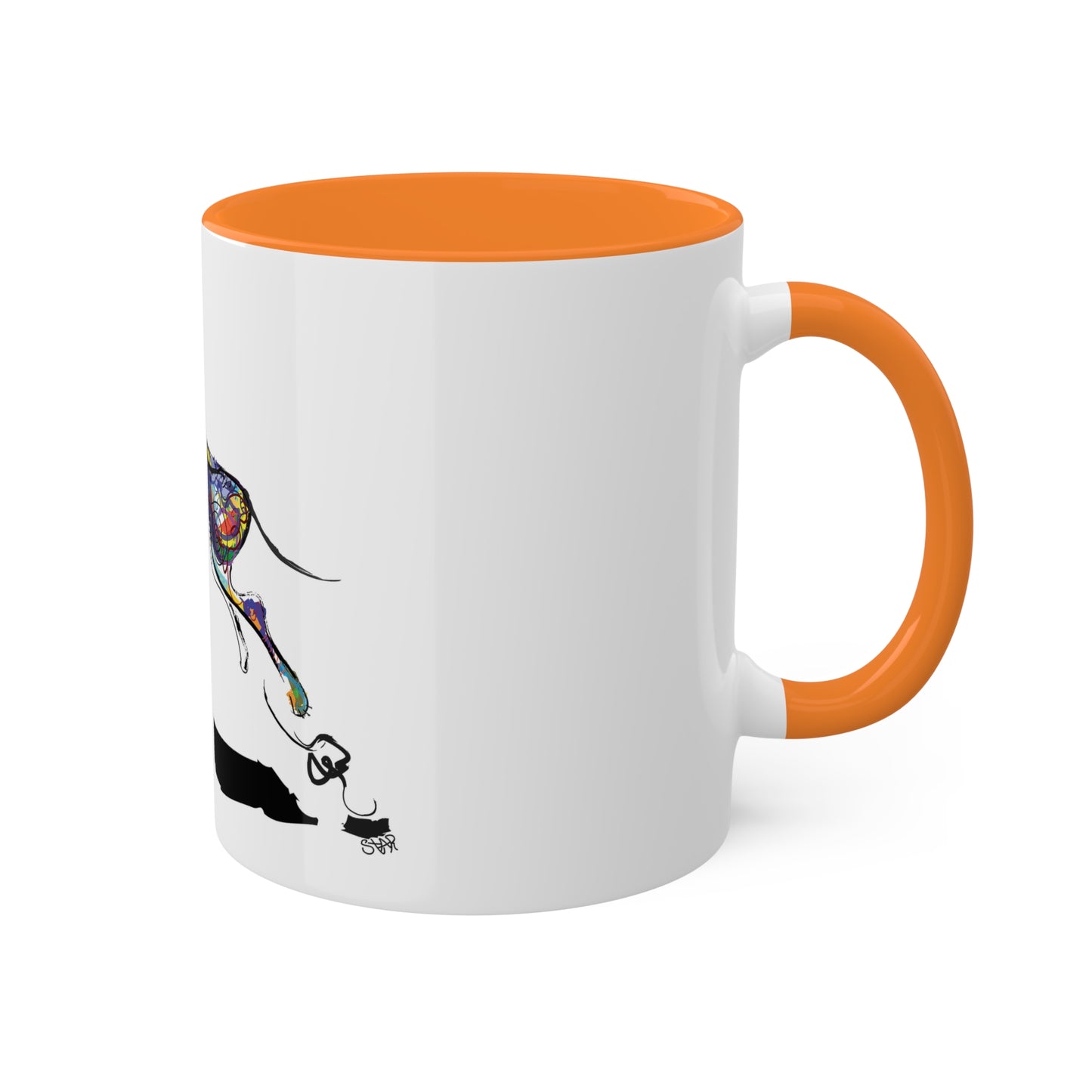 "Dog Playing With A Tennis Ball" on Colorful Mugs, 11oz