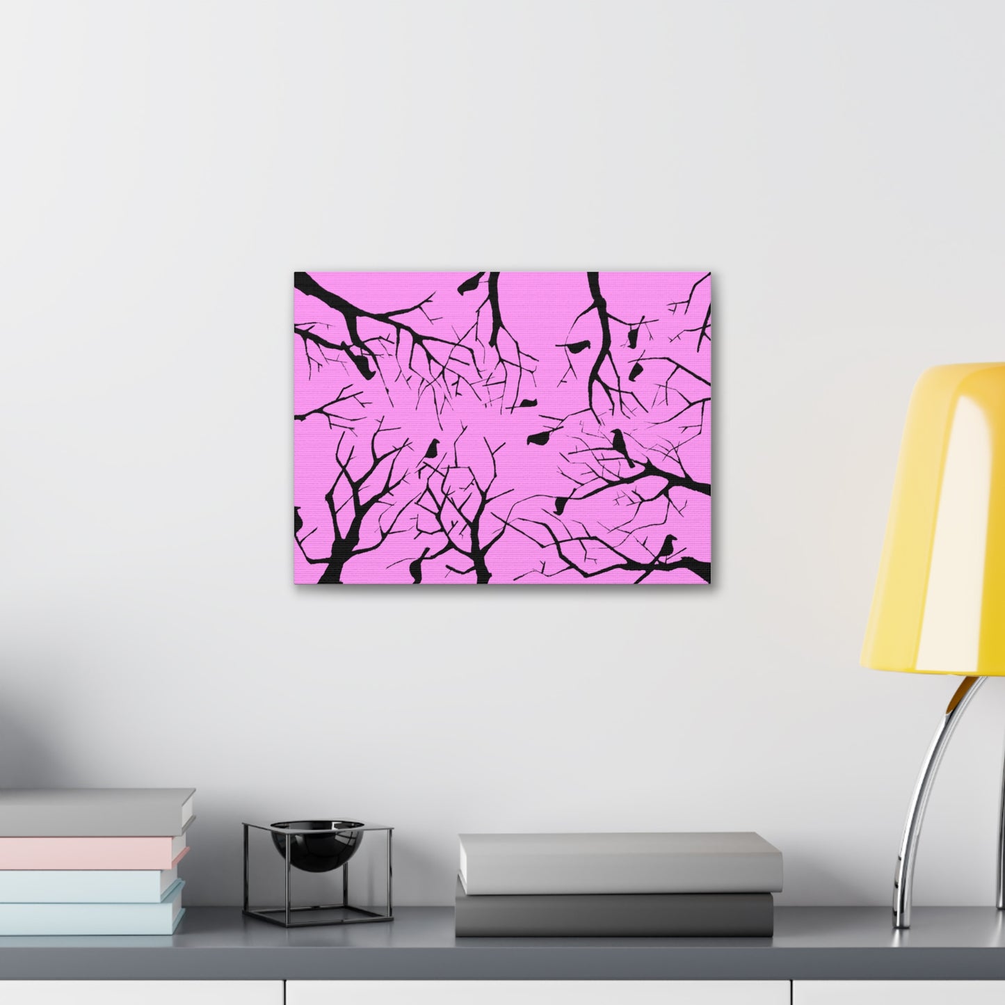 Birds in Trees with Pink Background on Canvas Gallery Wraps