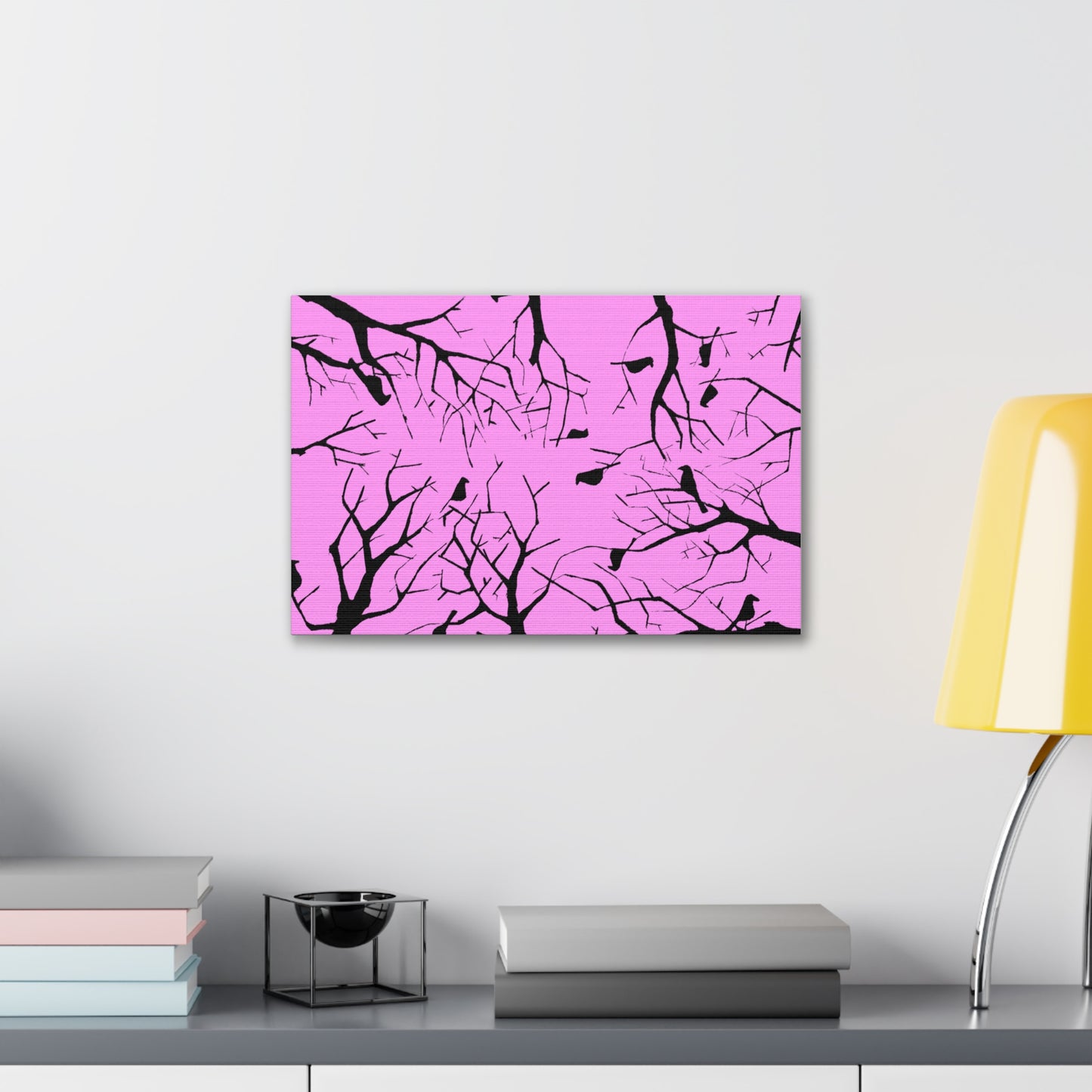 Birds in Trees with Pink Background on Canvas Gallery Wraps