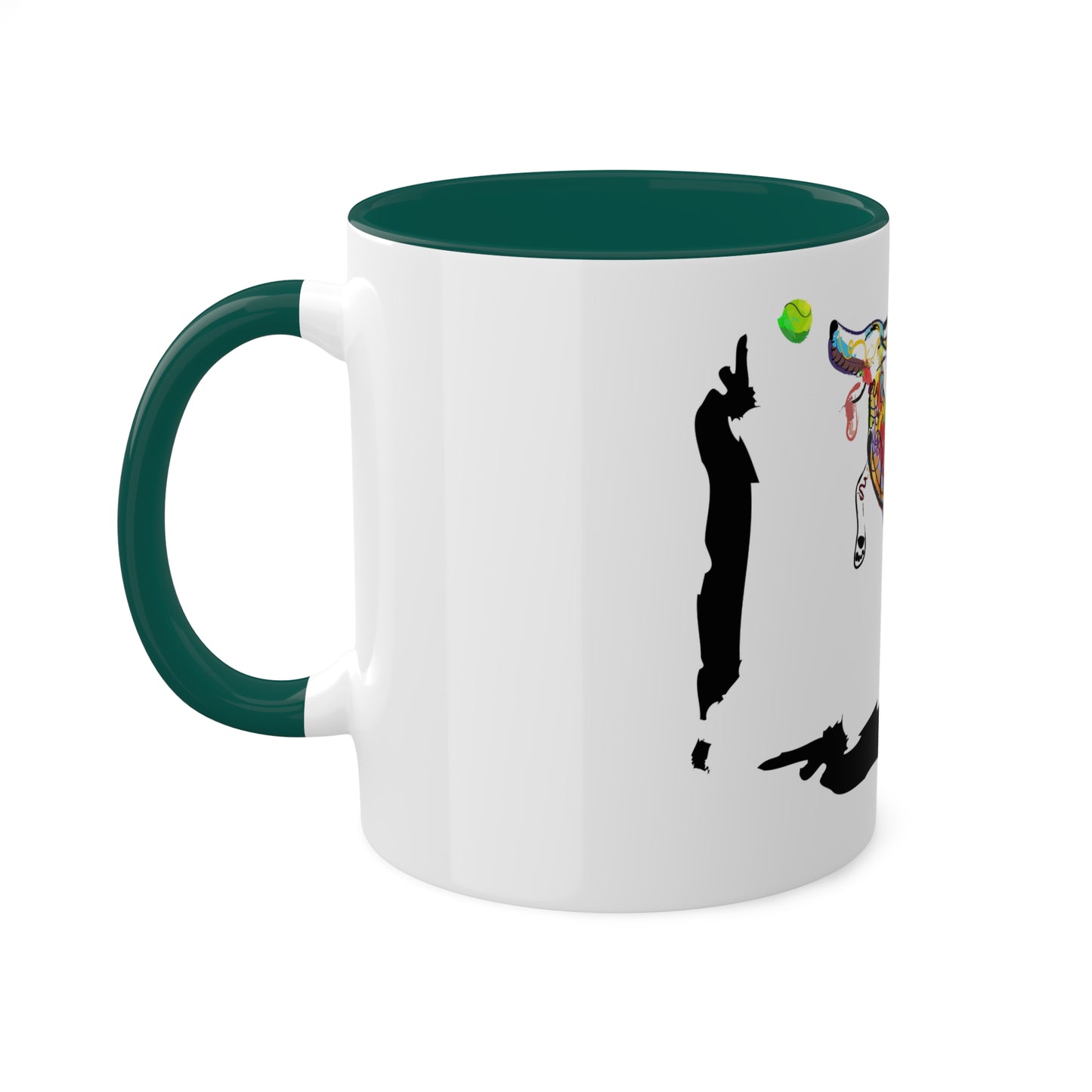 "Dog Playing With A Tennis Ball" on Colorful Mugs, 11oz
