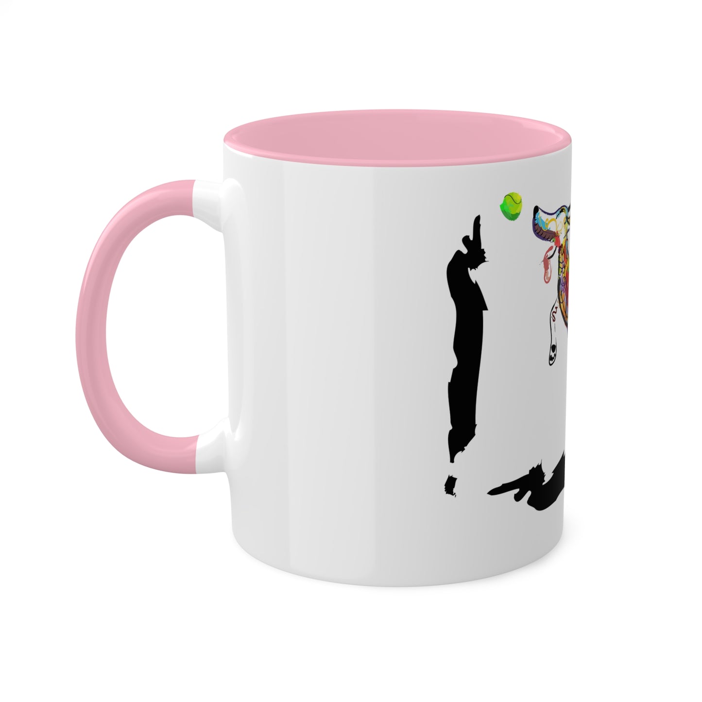 "Dog Playing With A Tennis Ball" on Colorful Mugs, 11oz
