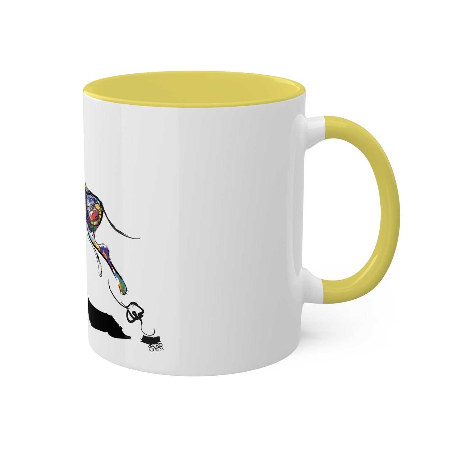 "Dog Playing With A Tennis Ball" on Colorful Mugs, 11oz