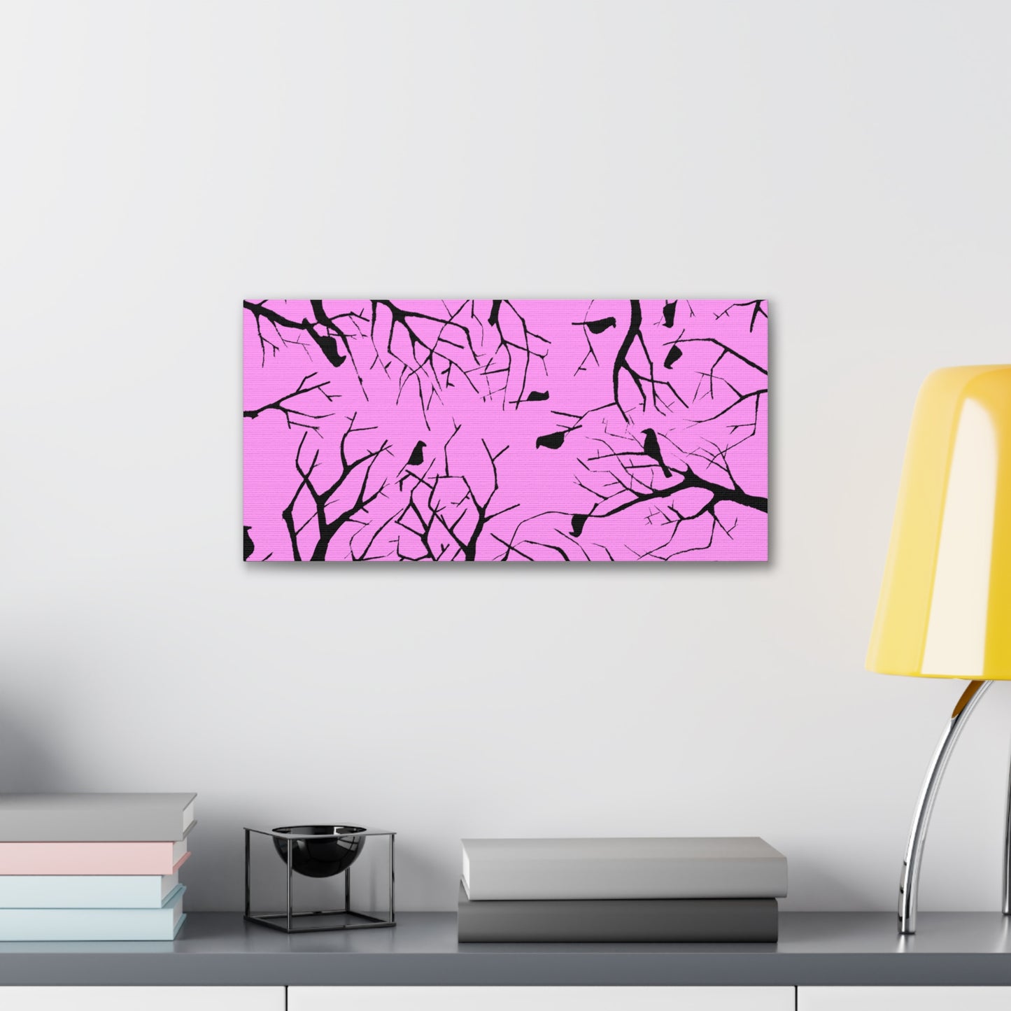 Birds in Trees with Pink Background on Canvas Gallery Wraps