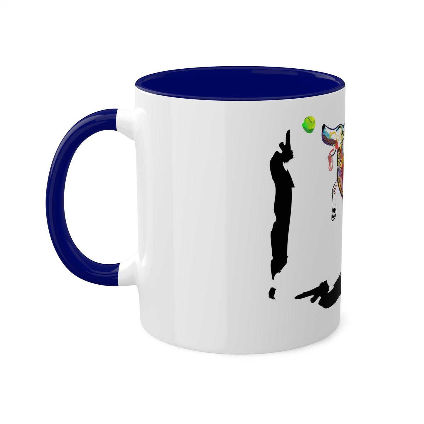 "Dog Playing With A Tennis Ball" on Colorful Mugs, 11oz