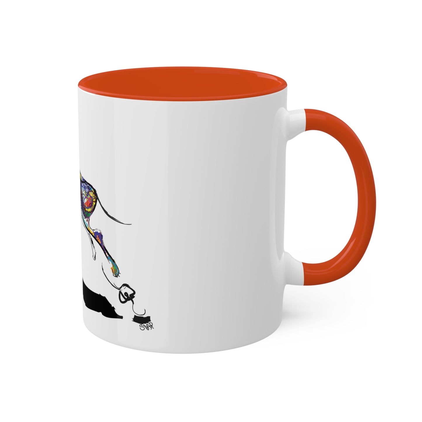 "Dog Playing With A Tennis Ball" on Colorful Mugs, 11oz