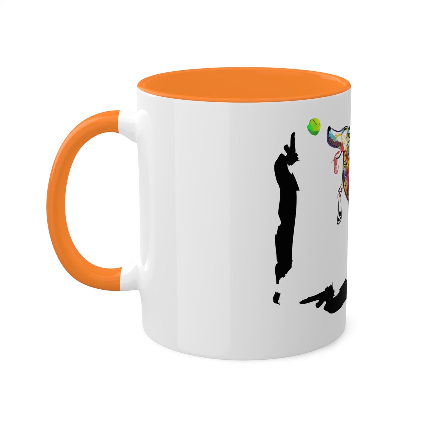 "Dog Playing With A Tennis Ball" on Colorful Mugs, 11oz