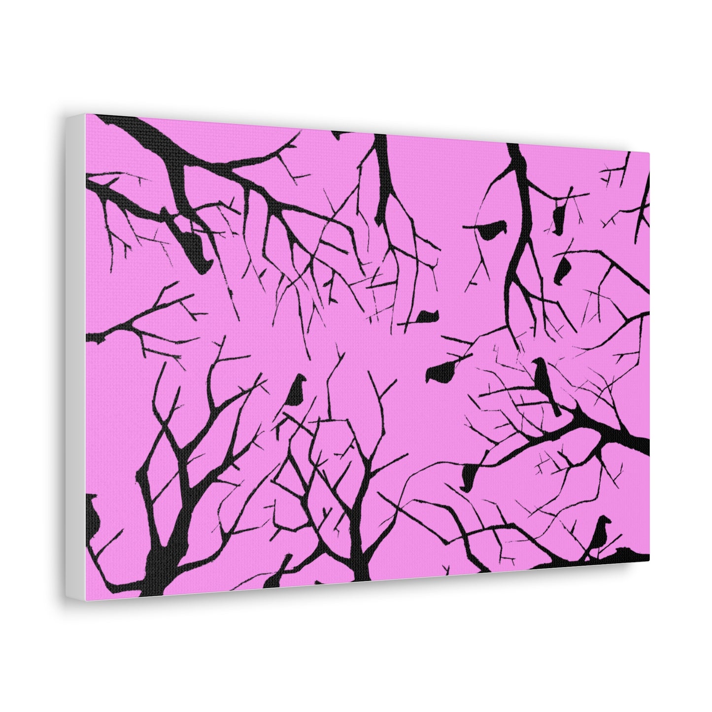 Birds in Trees with Pink Background on Canvas Gallery Wraps