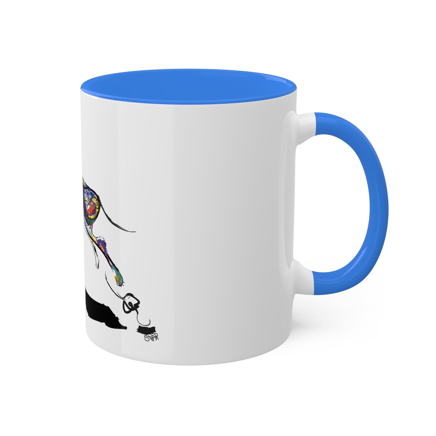 "Dog Playing With A Tennis Ball" on Colorful Mugs, 11oz