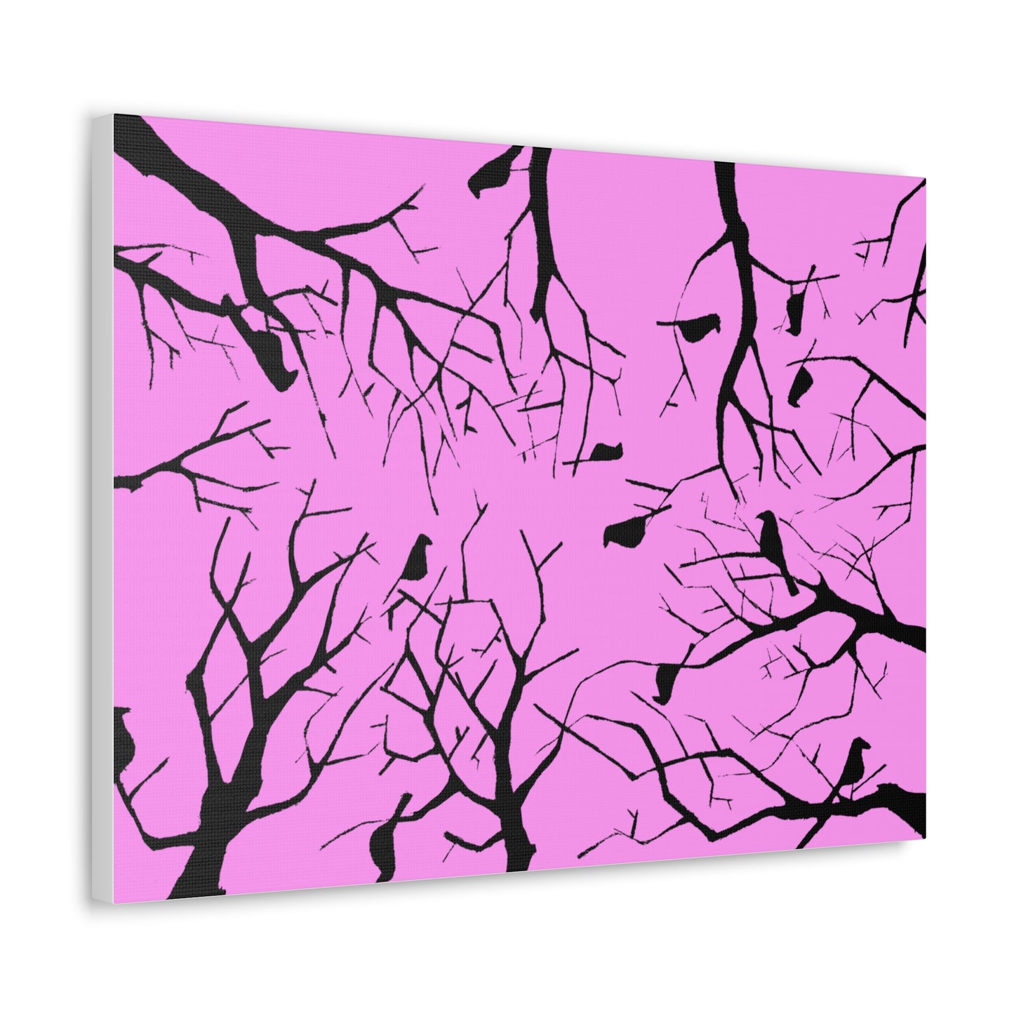 Birds in Trees with Pink Background on Canvas Gallery Wraps