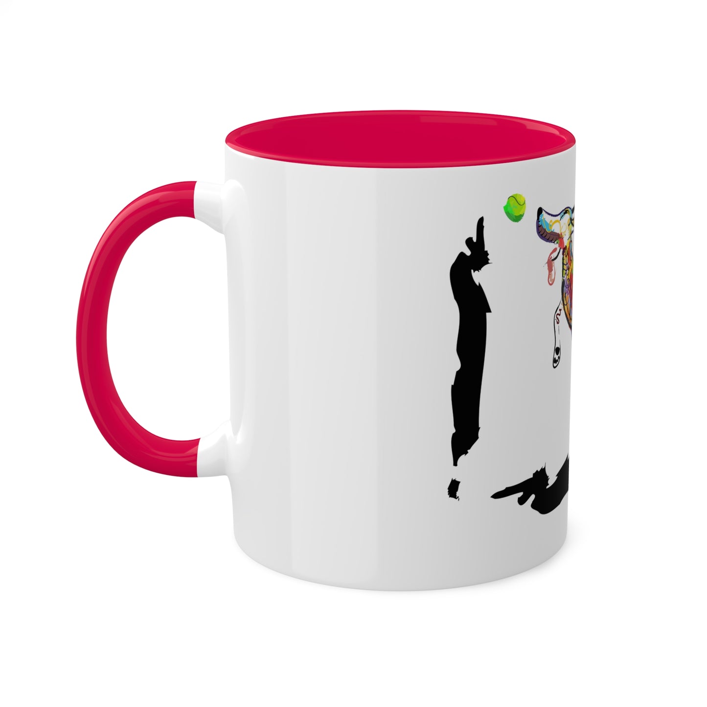 "Dog Playing With A Tennis Ball" on Colorful Mugs, 11oz