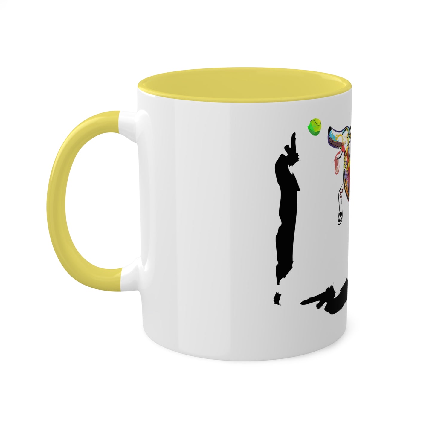 "Dog Playing With A Tennis Ball" on Colorful Mugs, 11oz