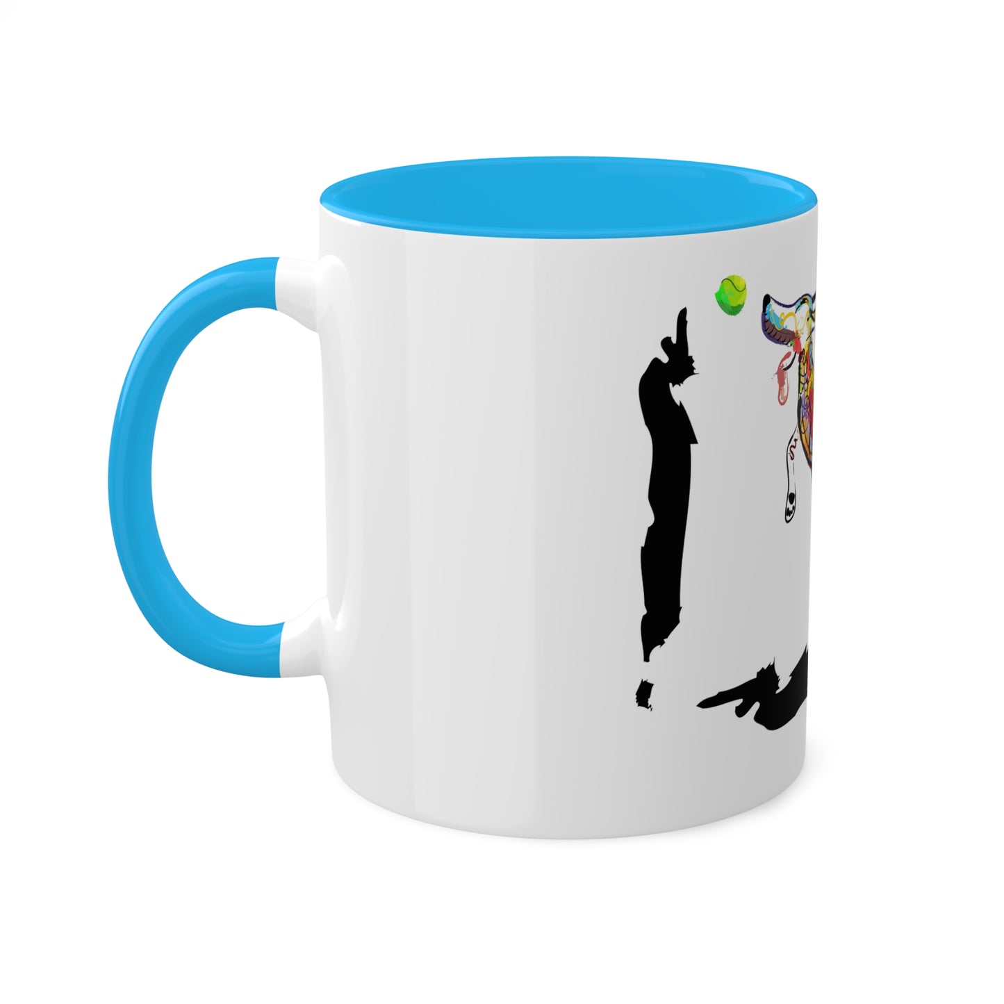 "Dog Playing With A Tennis Ball" on Colorful Mugs, 11oz