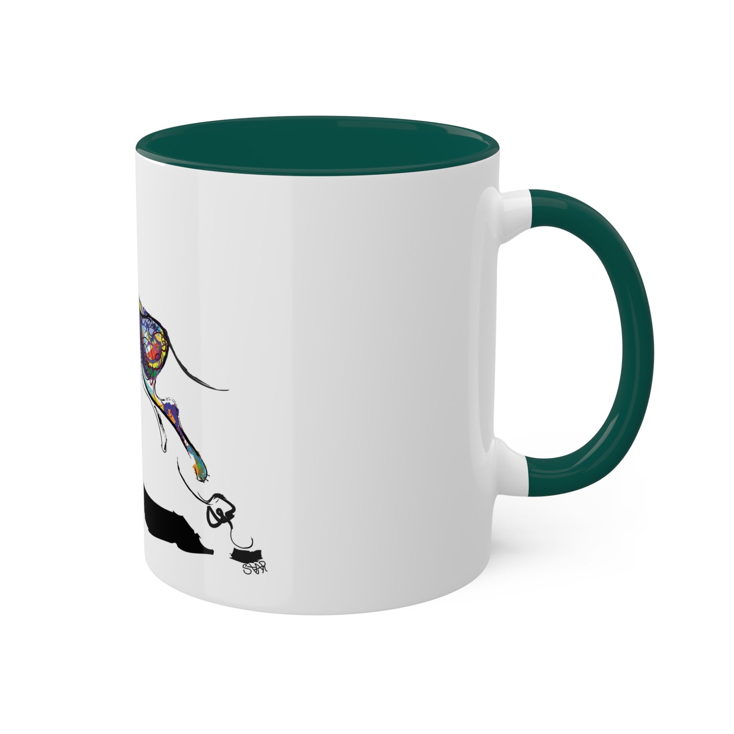 "Dog Playing With A Tennis Ball" on Colorful Mugs, 11oz