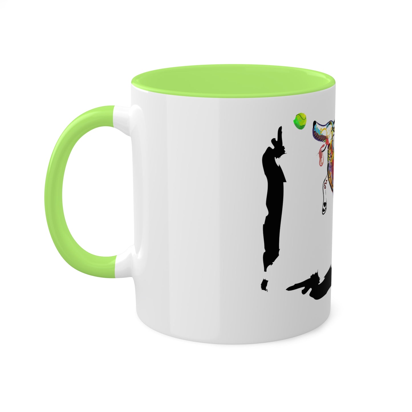 "Dog Playing With A Tennis Ball" on Colorful Mugs, 11oz