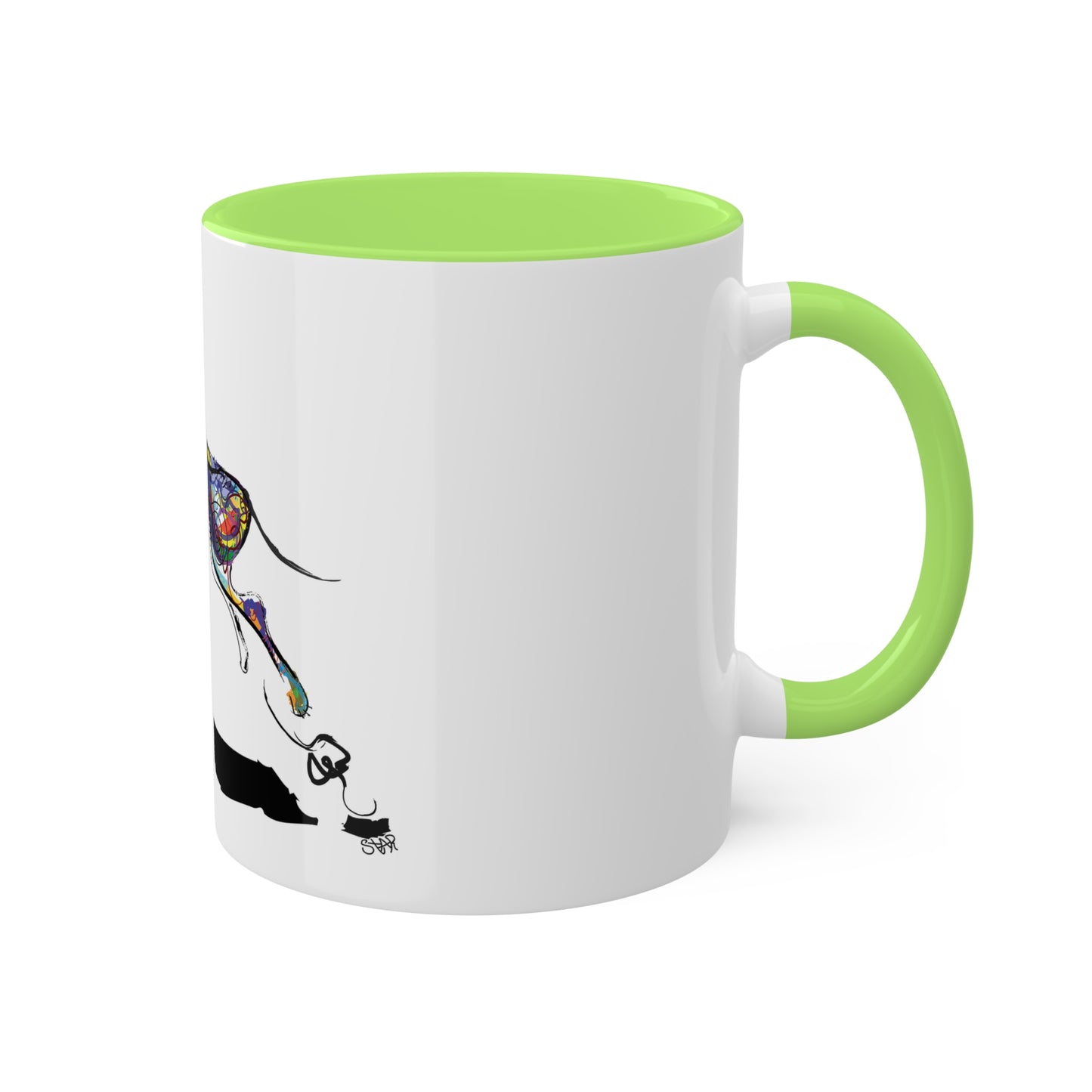 "Dog Playing With A Tennis Ball" on Colorful Mugs, 11oz