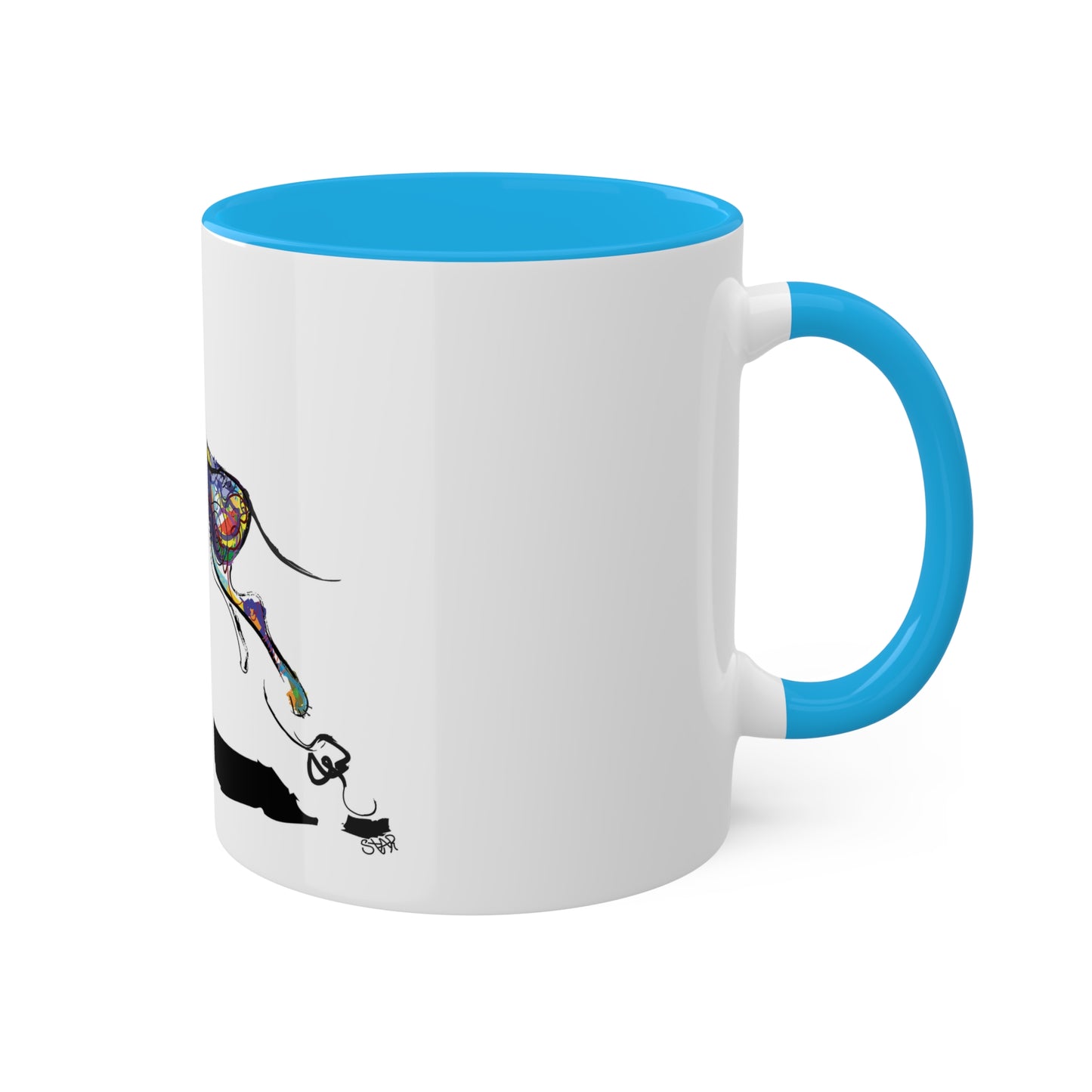 "Dog Playing With A Tennis Ball" on Colorful Mugs, 11oz