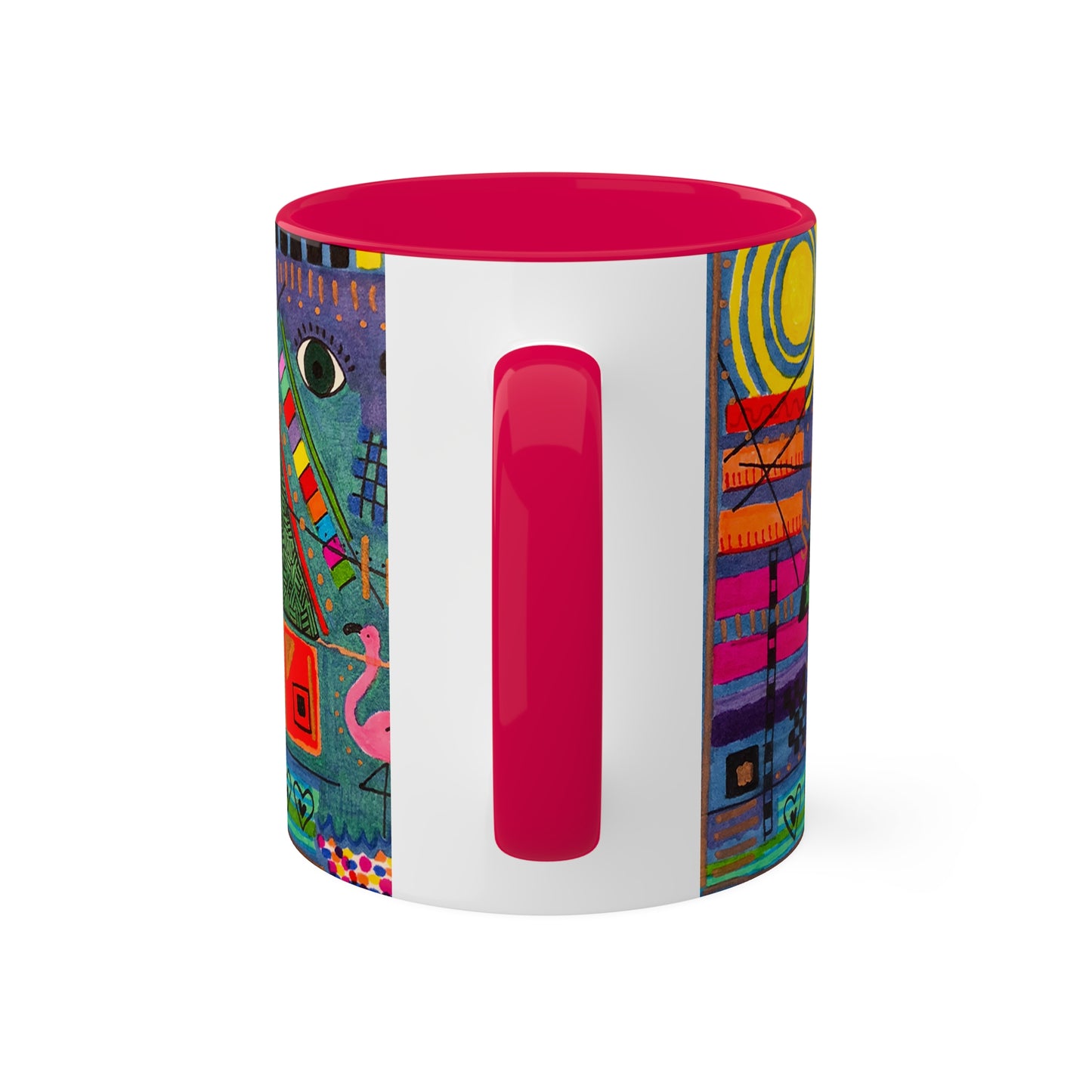 Abstract Drawing l on Colorful Mugs, 11oz