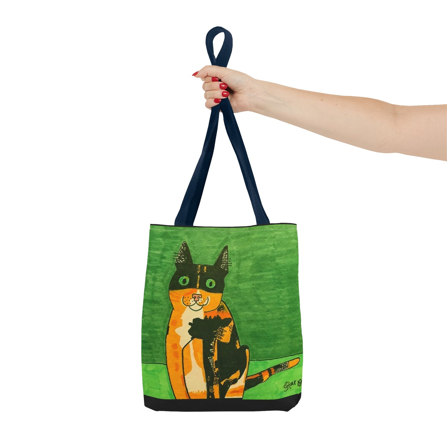 Ginger Cat Pet Portrait Art Piece On A Black Tote Bag