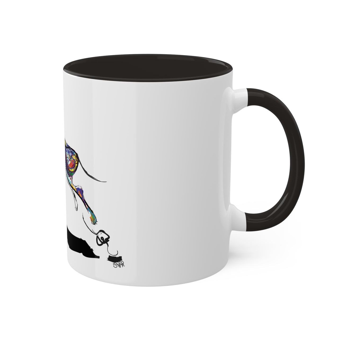 "Dog Playing With A Tennis Ball" on Colorful Mugs, 11oz