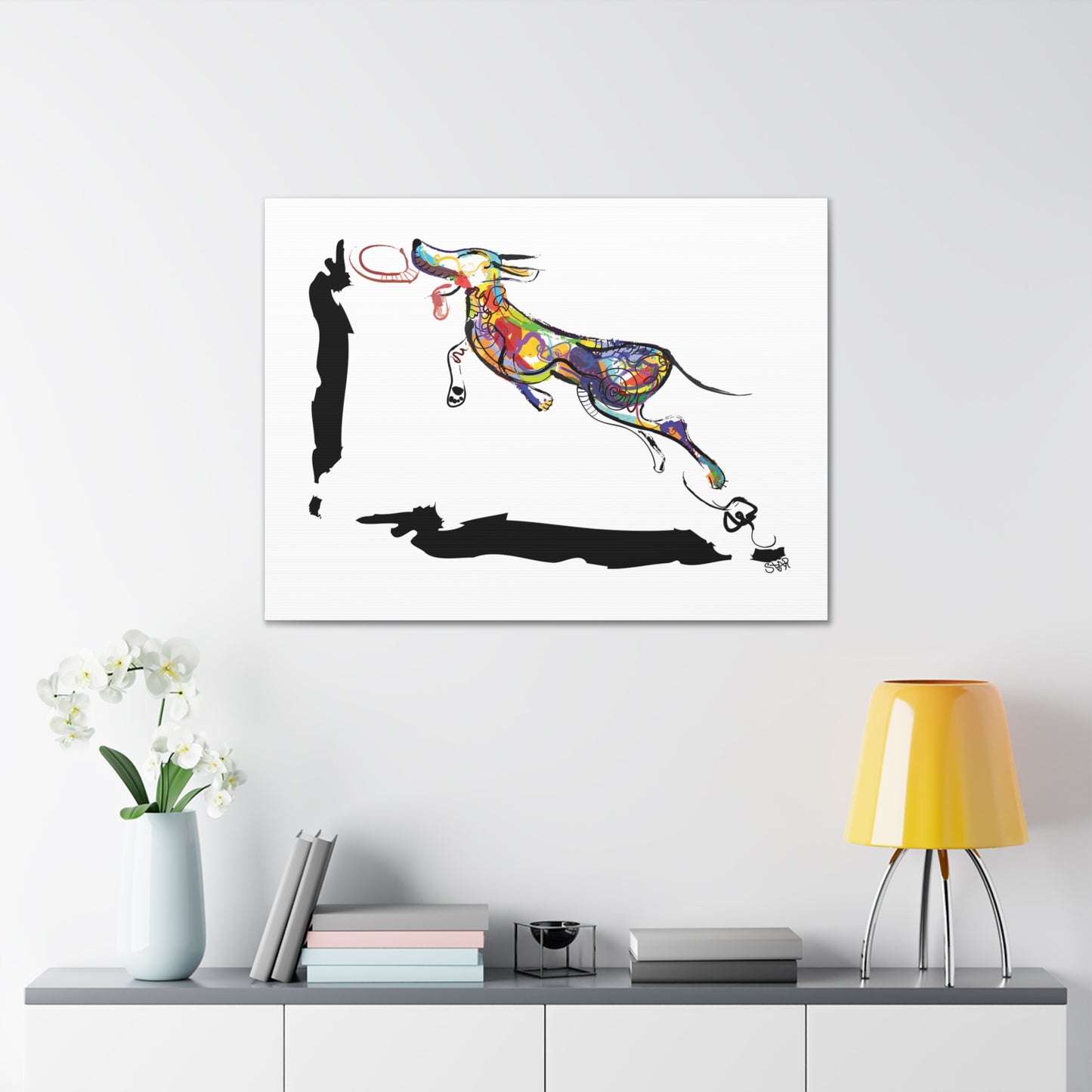 Dog With Frisbee on Canvas Gallery Wraps