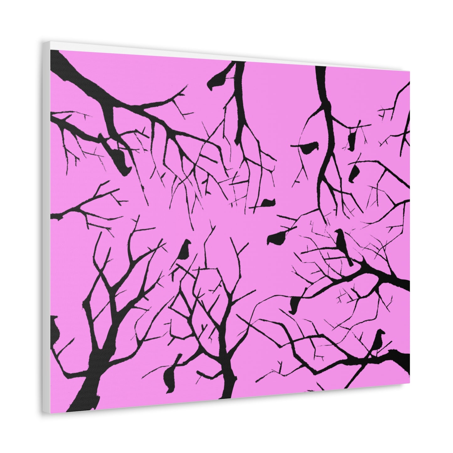 Birds in Trees with Pink Background on Canvas Gallery Wraps