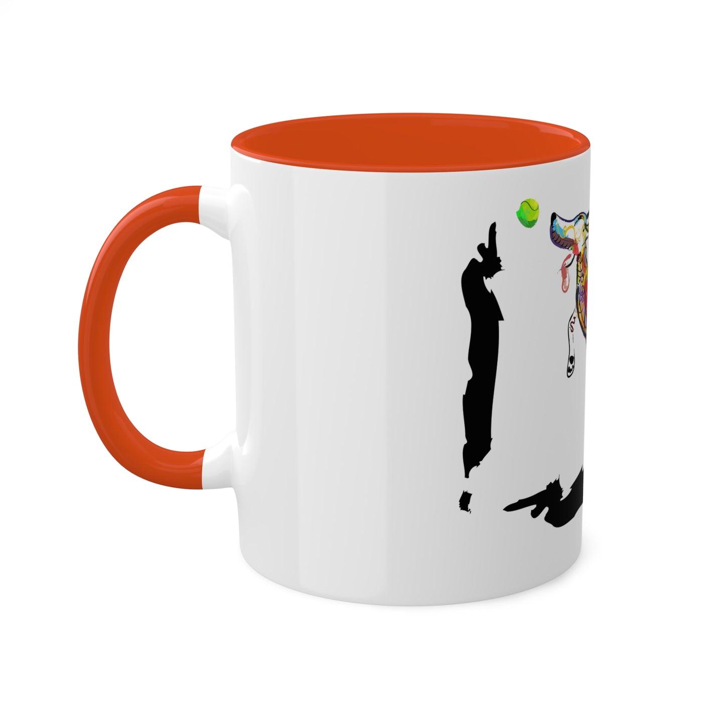 "Dog Playing With A Tennis Ball" on Colorful Mugs, 11oz