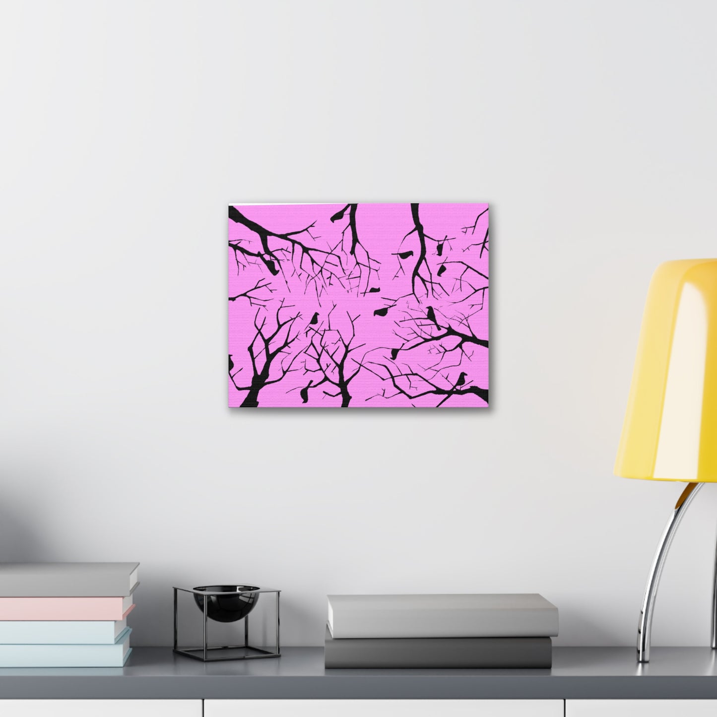 Birds in Trees with Pink Background on Canvas Gallery Wraps