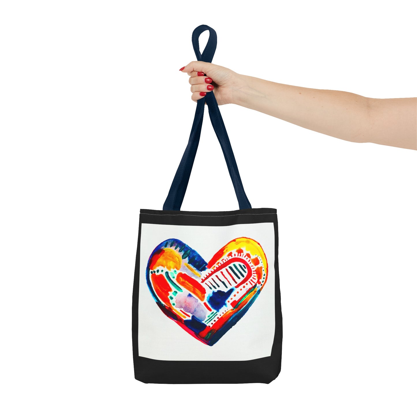 Watercolor Heart Art Variation l On A Black Tote Bag