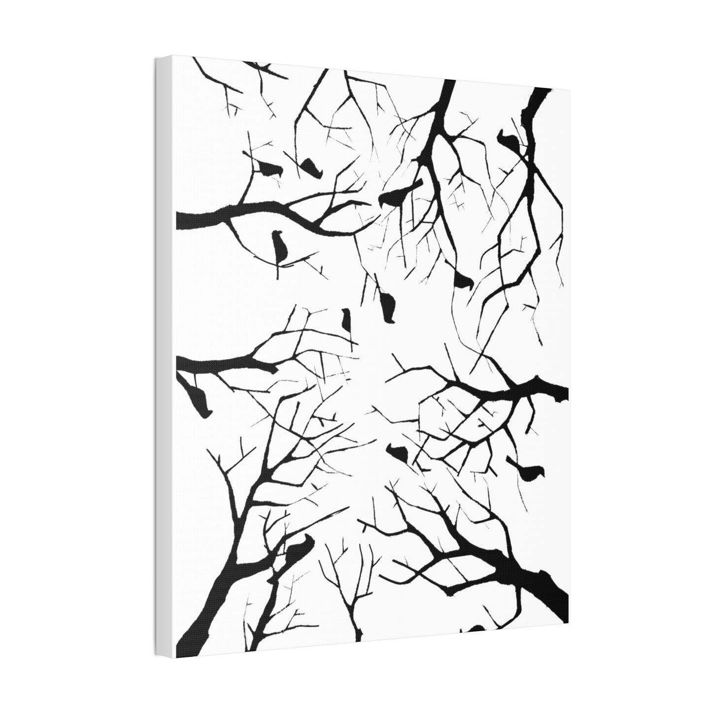 Birds in Trees with White Background on Classic Stretched Canvas