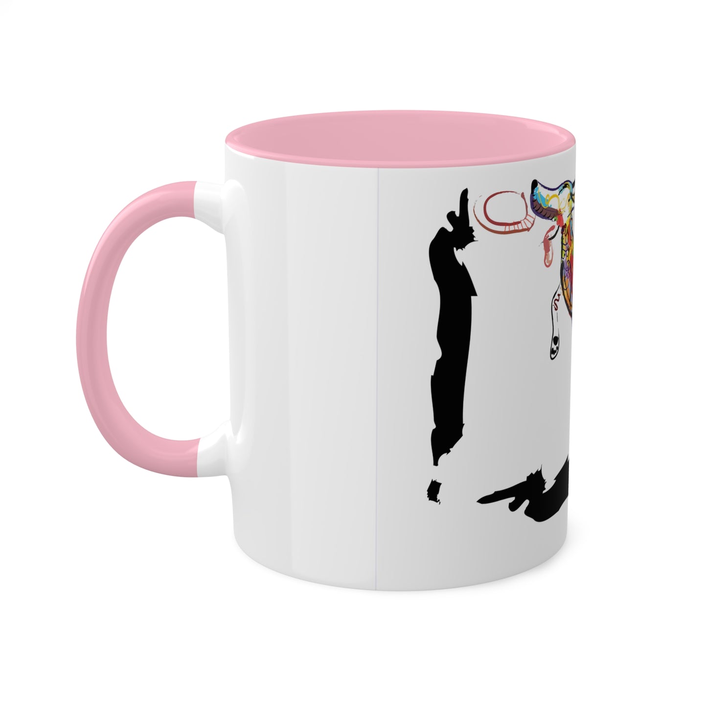 Dog and Frisbee on Colorful Mugs, 11oz