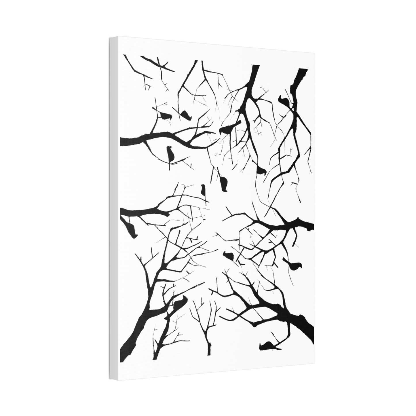 Birds in Trees with White Background on Classic Stretched Canvas