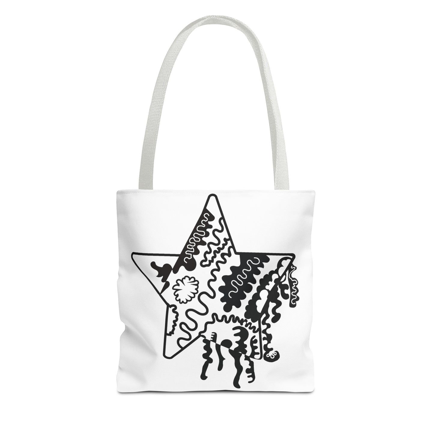 Copy of Star Makes Art Signature Logo in Black + White on a Tote Bag - Front and Back Feature a Black Logo on a White Background