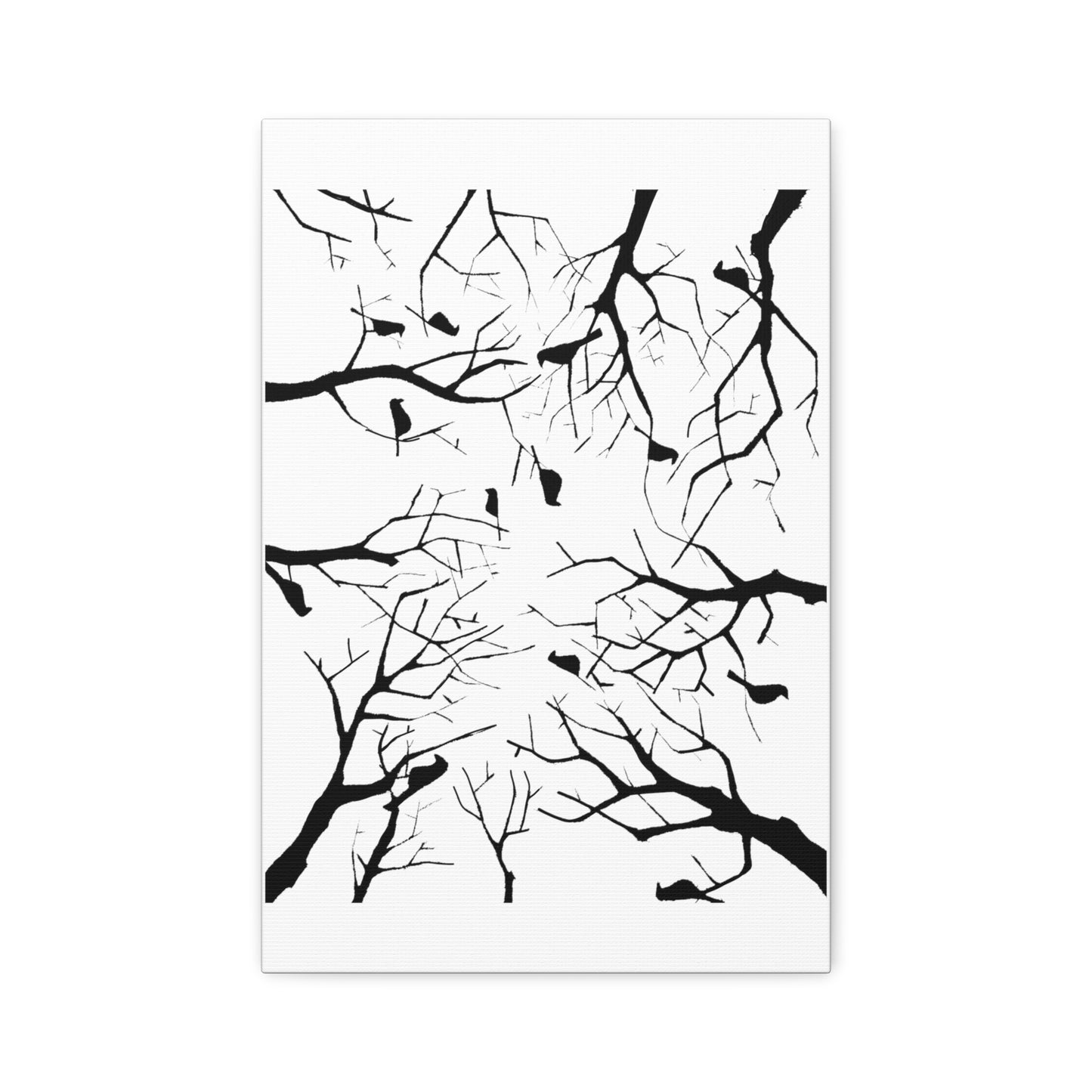 Birds in Trees with White Background on Classic Stretched Canvas