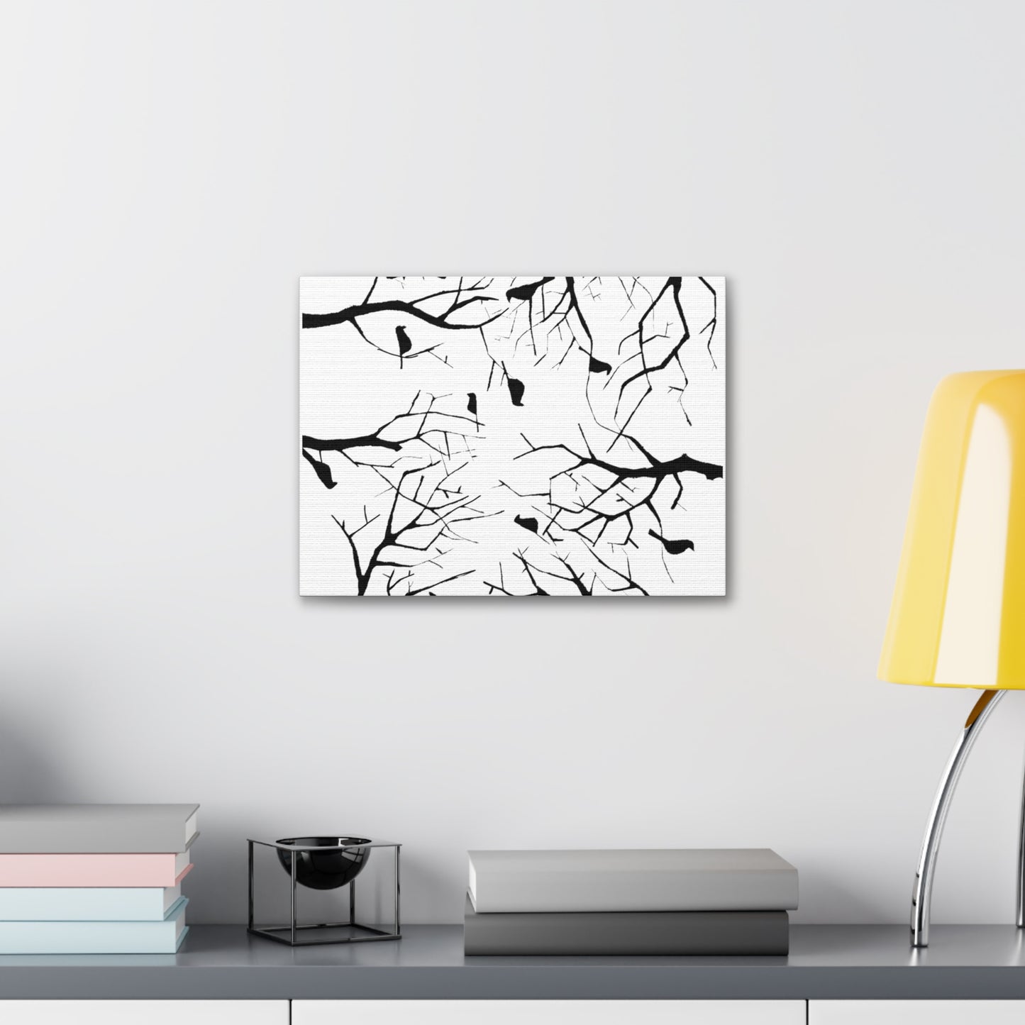 Birds in Trees with White Background on Classic Stretched Canvas