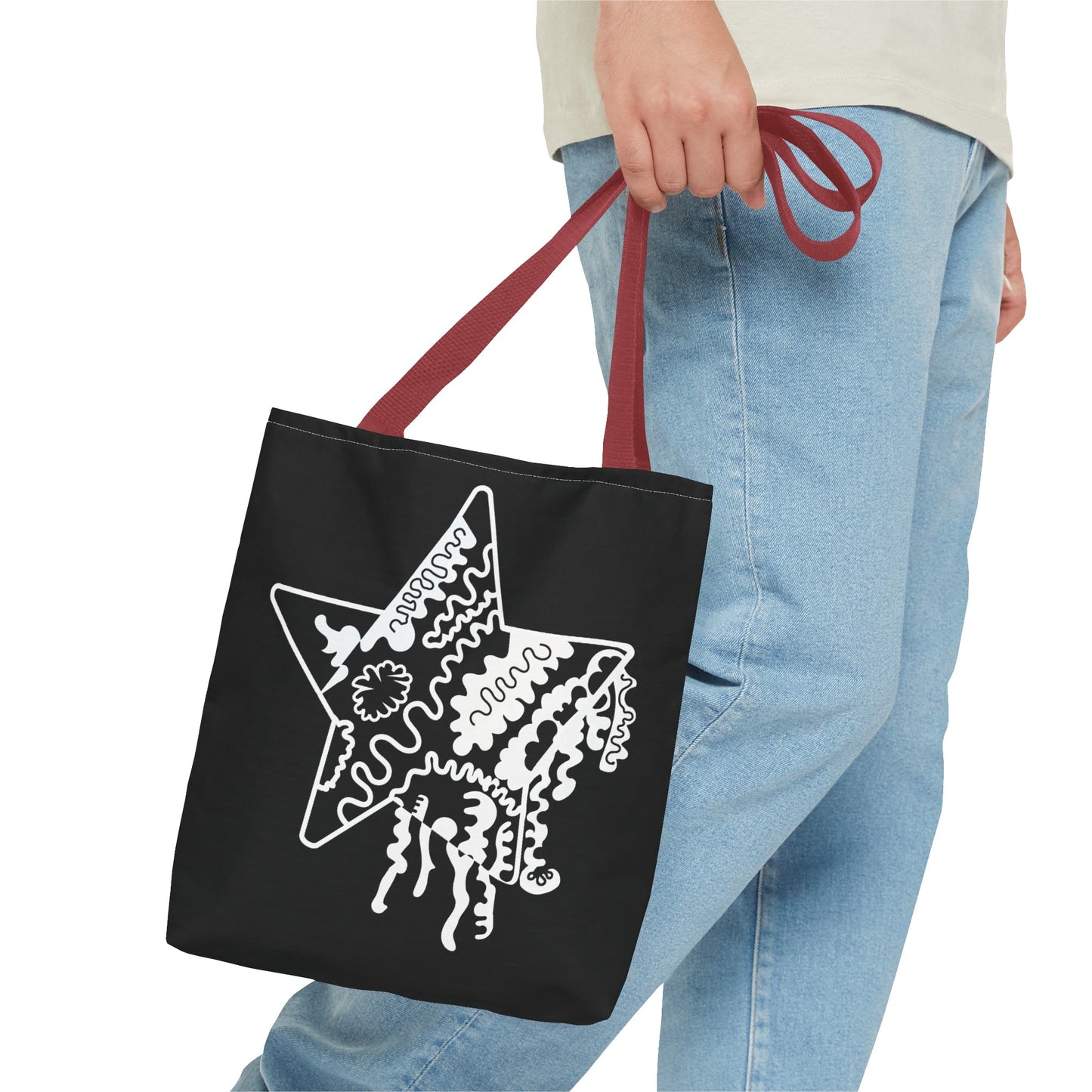 Star Makes Art Signature Logo in Black + White on a Tote Bag - Front and Back Features a White Logo on a Black Background