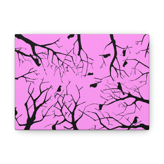 Birds in Trees with Pink Background on Canvas Gallery Wraps