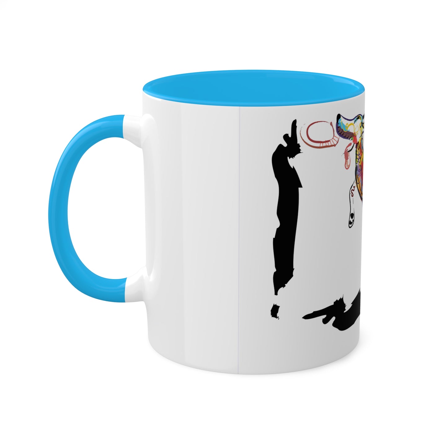 Dog and Frisbee on Colorful Mugs, 11oz