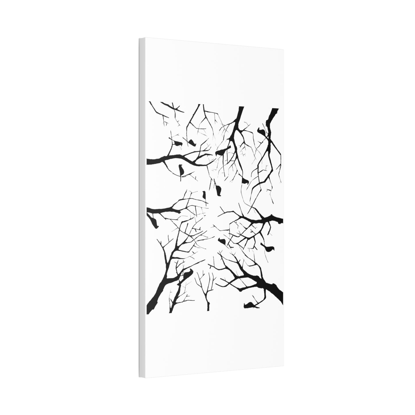 Birds in Trees with White Background on Classic Stretched Canvas