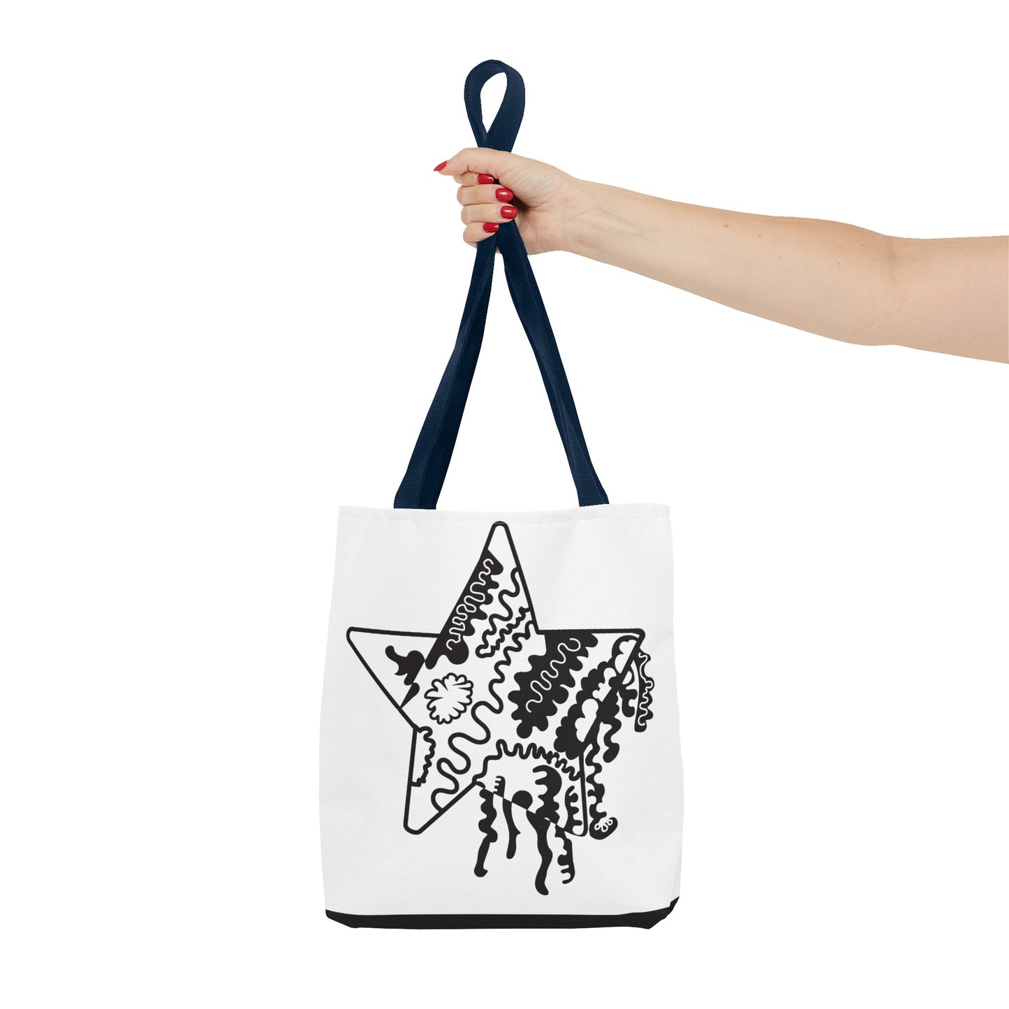 Copy of Star Makes Art Signature Logo in Black + White on a Tote Bag - Front and Back Feature a Black Logo on a White Background