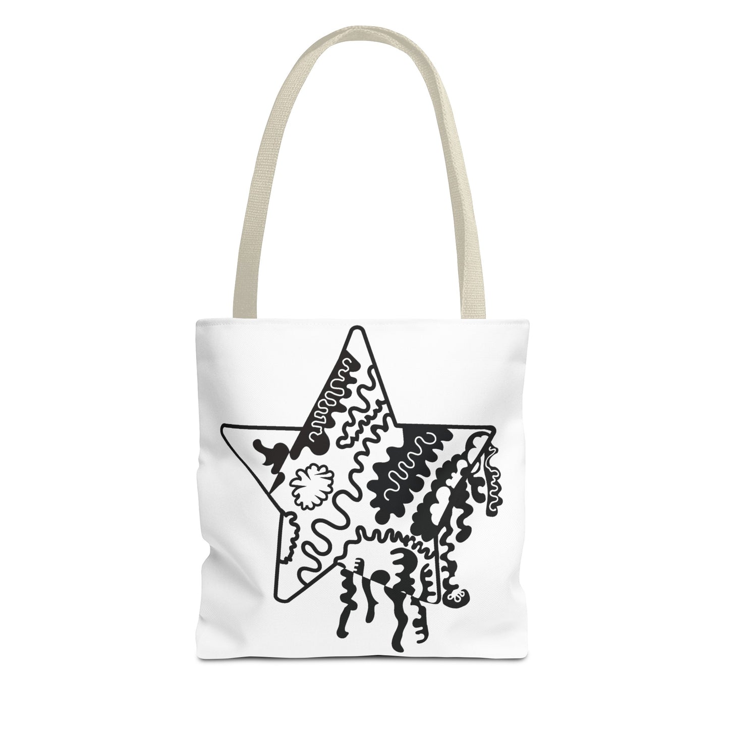 Copy of Star Makes Art Signature Logo in Black + White on a Tote Bag - Front and Back Feature a Black Logo on a White Background