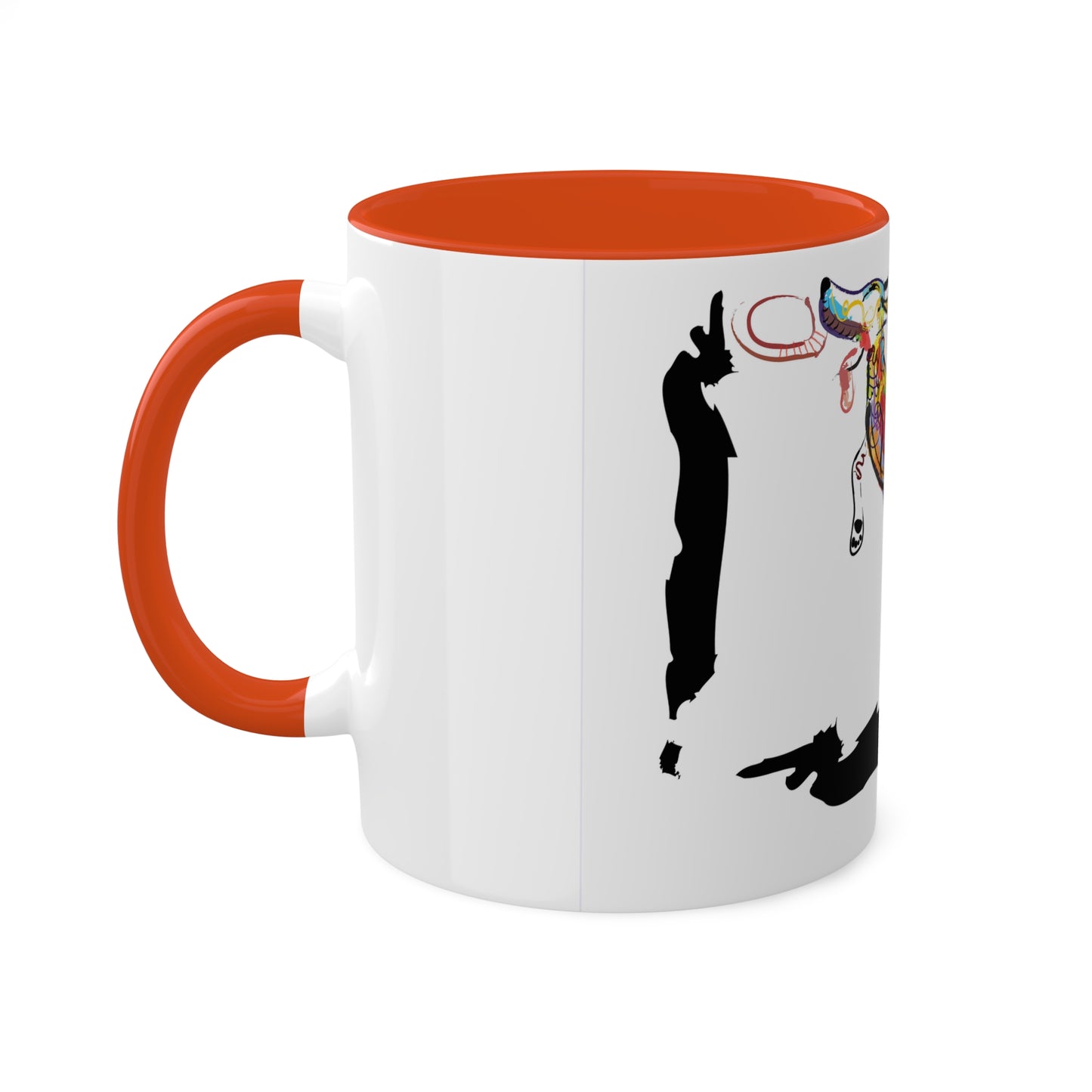 Dog and Frisbee on Colorful Mugs, 11oz