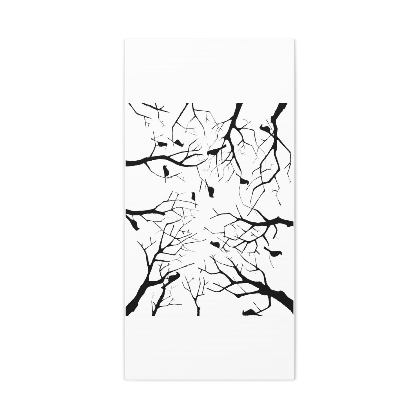 Birds in Trees with White Background on Classic Stretched Canvas