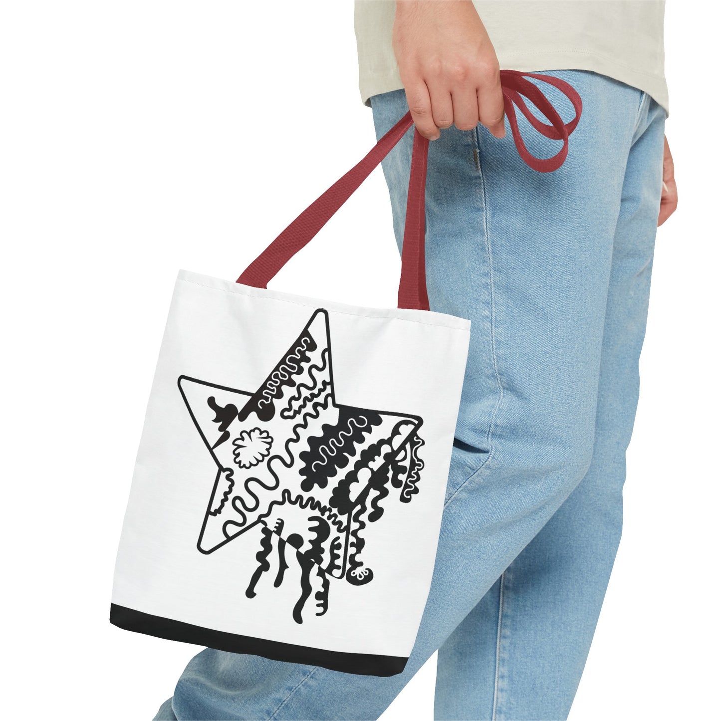 Copy of Star Makes Art Signature Logo in Black + White on a Tote Bag - Front and Back Feature a Black Logo on a White Background