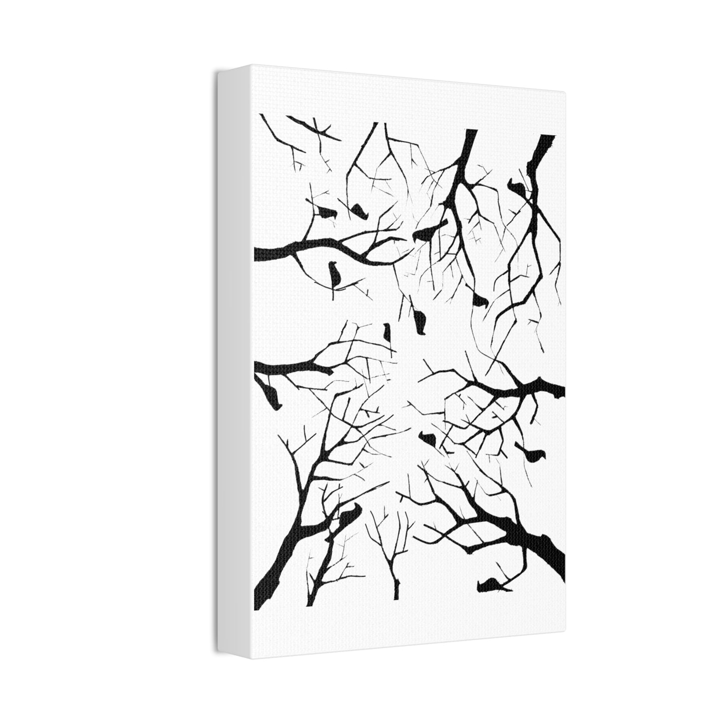 Birds in Trees with White Background on Classic Stretched Canvas