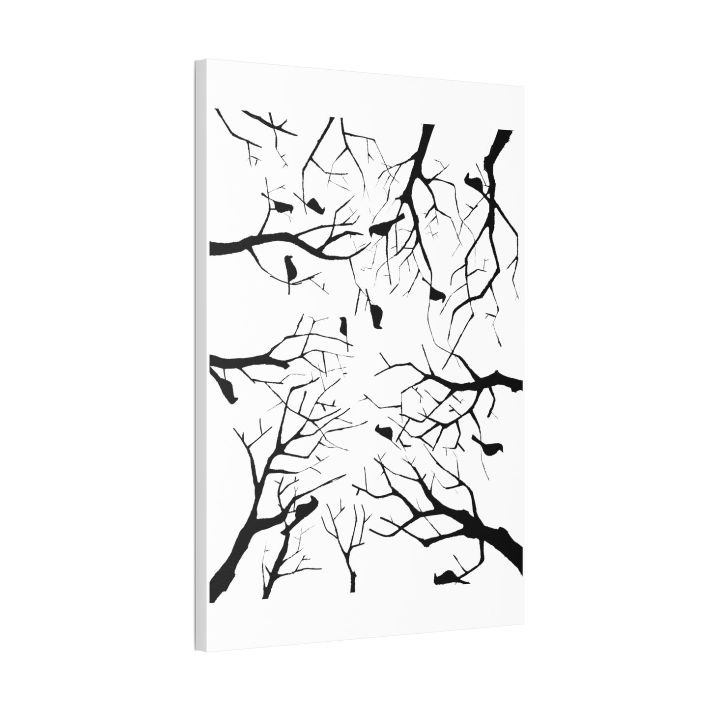 Birds in Trees with White Background on Classic Stretched Canvas